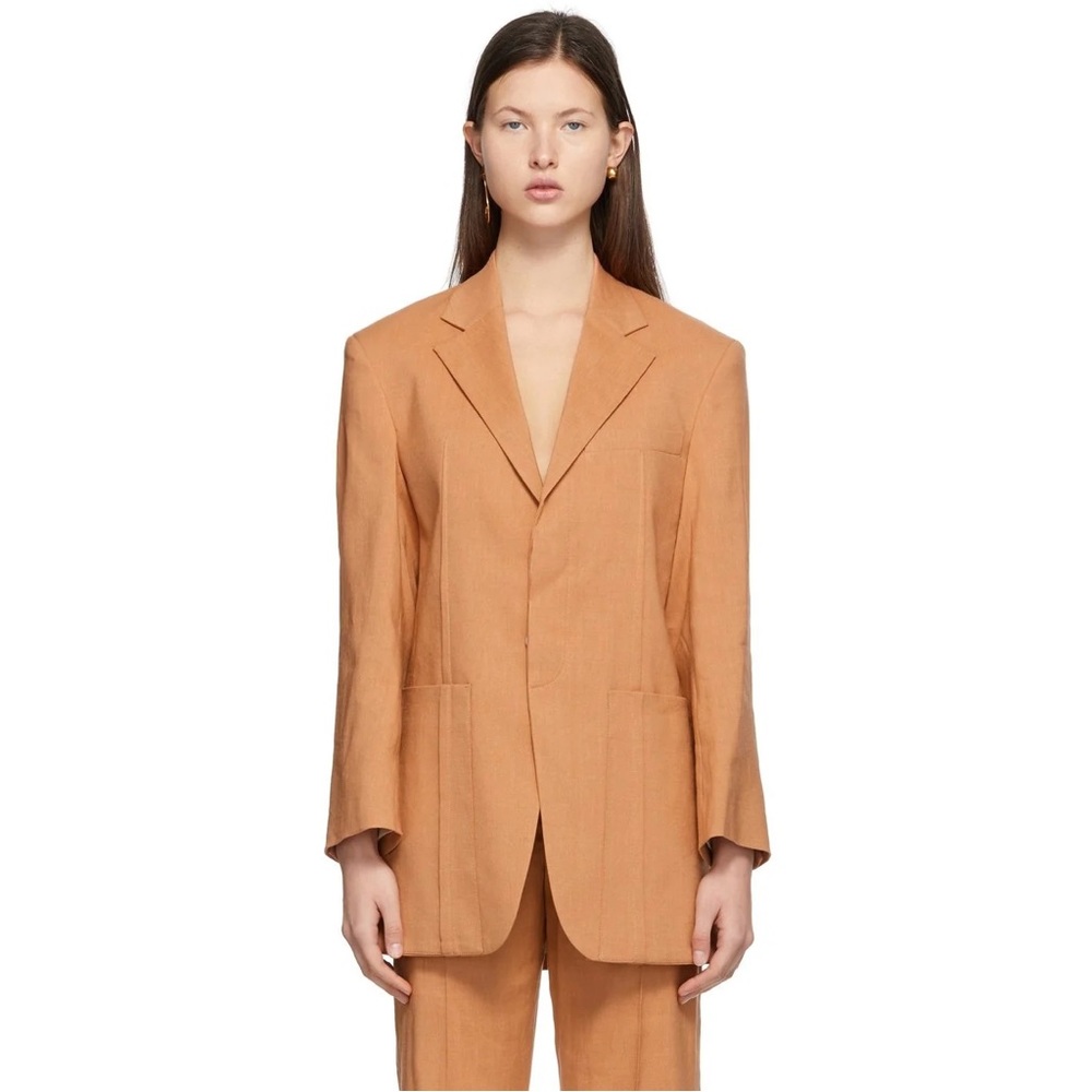 NEW Jacquemus La Veste D’Homme Terracotta Orange Linen Blazer US2 $1135 RARE